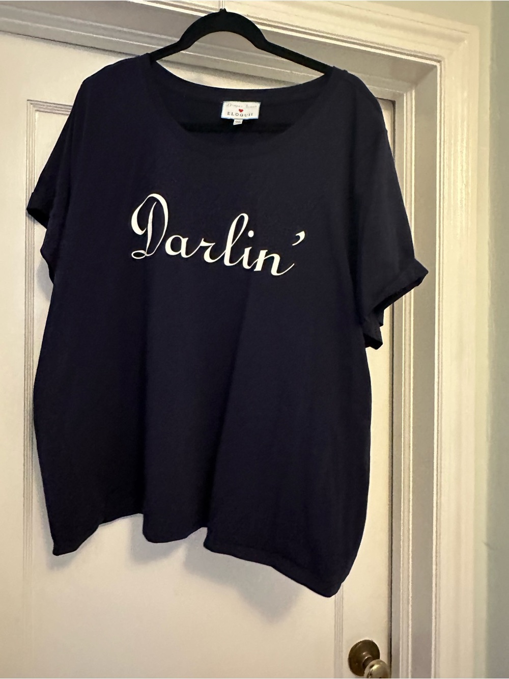 Eloquii Navy Tee with White "Darlin'" Script